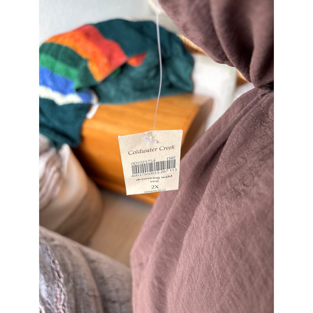 Brown Cinched Waist Sleeveless Utility Vest – English Countryside Womens 2Z - Picture 4 of 9